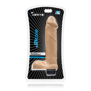 Si-21520 8in VIBRATING SILICONE DONG W/BALLS - VANILLA