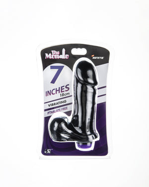Si-30021 7in THICK COCK W/BALLS & VIBRATION-BLACK