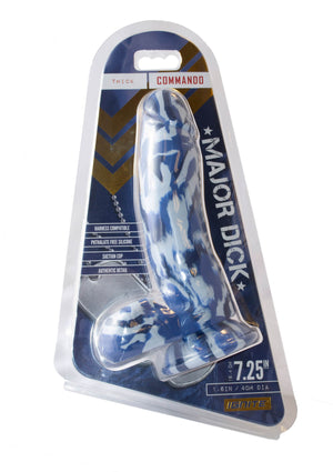 Si-21736 MAJOR DICK- 7.25" COMMANDO UNCUT BLUE CAMO DONG