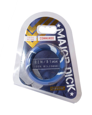 Si-21746 COCK RING - MAJOR DICK- 2" COMMANDO SILICONE DONUT BLUE CAMO