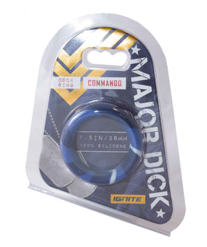 Si-21749 COCK RING - MAJOR DICK- 1.5" COMMANDO SILICONE DONUT BLUE CAMO