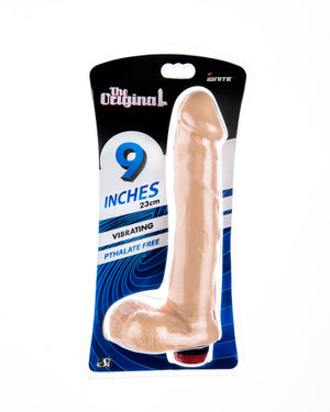 Si-20620 9in COCK W/BALLS W/VIBRATION-VANILLA
