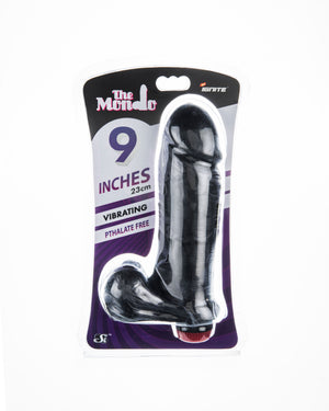 Si-30221 9in THICK COCK W/BALLS & VIBRATION-BLACK