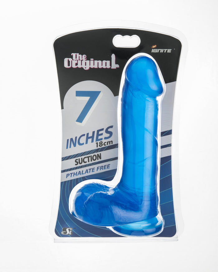 Si-20416 7in COCK W/BALLS W/SUCTION-BLUE