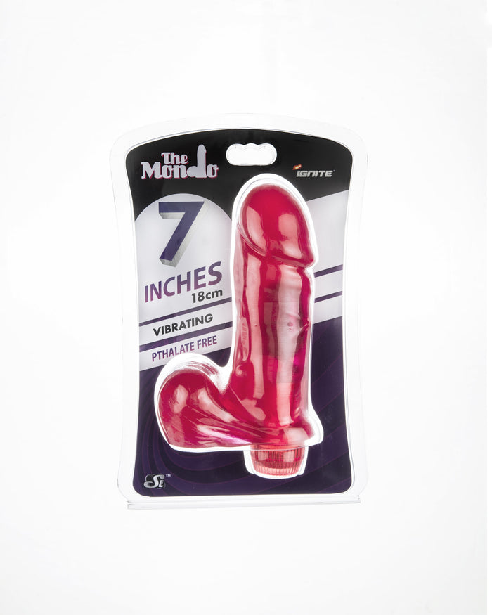 Si-30022 7in THICK COCK W/BALLS & VIBRATION-RED