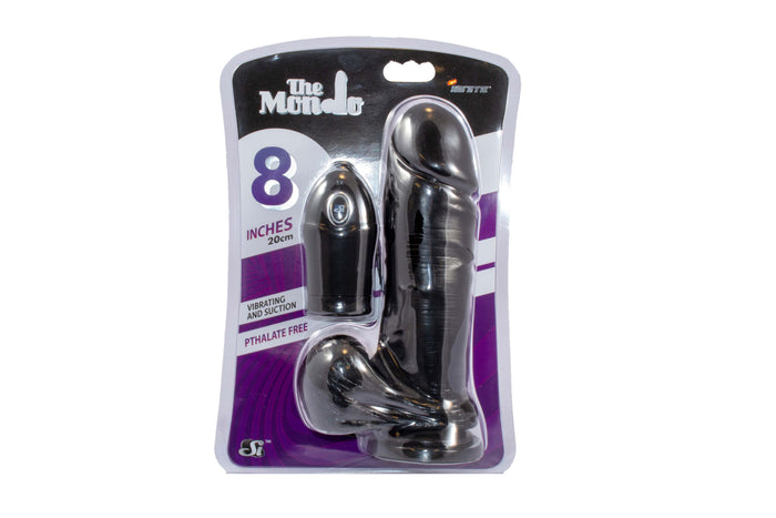Si-30131 8in THICK COCK W/BALLS W/EGG & SUCTION-BLACK