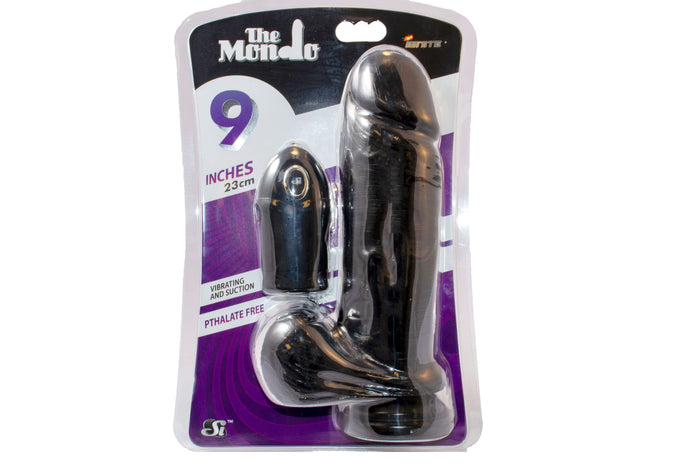 Si-30231 9in THICK COCK W/BALLS W/EGG & SUCTION-BLACK