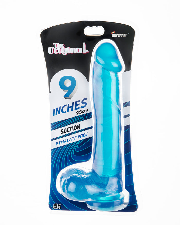 Si-20616 9in COCK W/BALLS W/SUCTION-BLUE