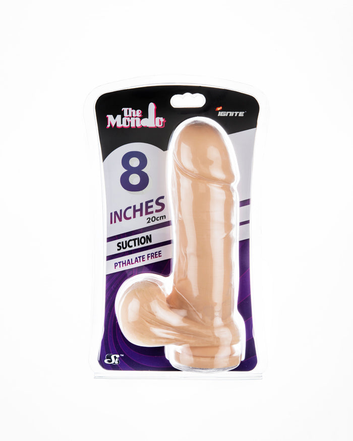 Si-30110 8in THICK COCK W/BALLS & SUCTION-VANILLA