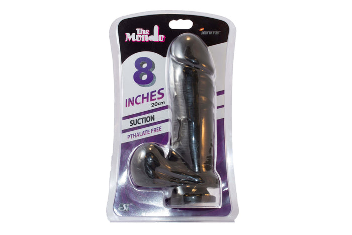 Si-30111 8in THICK COCK W/BALLS & SUCTION-BLACK