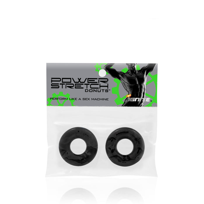 Si-95002 COCK RINGS - POWER STRETCH DONUTS 2 PACK (2 BLACK)