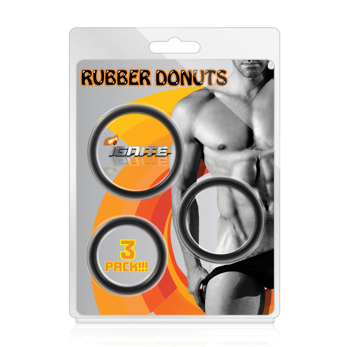Si-95052 COCK RINGS - RUBBER DONUTS 3 PACK (2, 1.75, 1.5 in/51, 44, 38 mm)