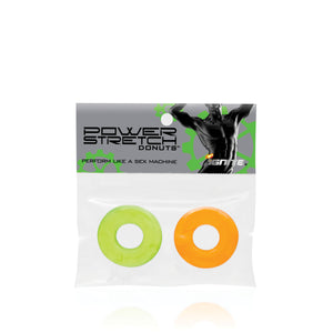Si-95107 COCK RINGS - POWER STRETCH DONUTS 2 PACK (ORANGE/GREEN)