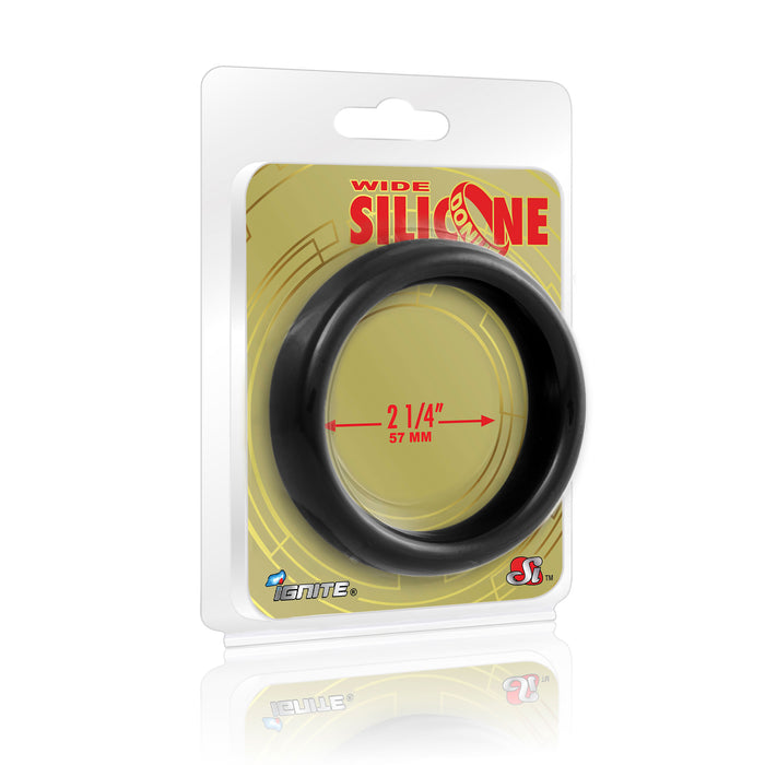 Si-95127 COCK RING - WIDE SILICONE DONUT - BLACK (2.25 in/57mm)