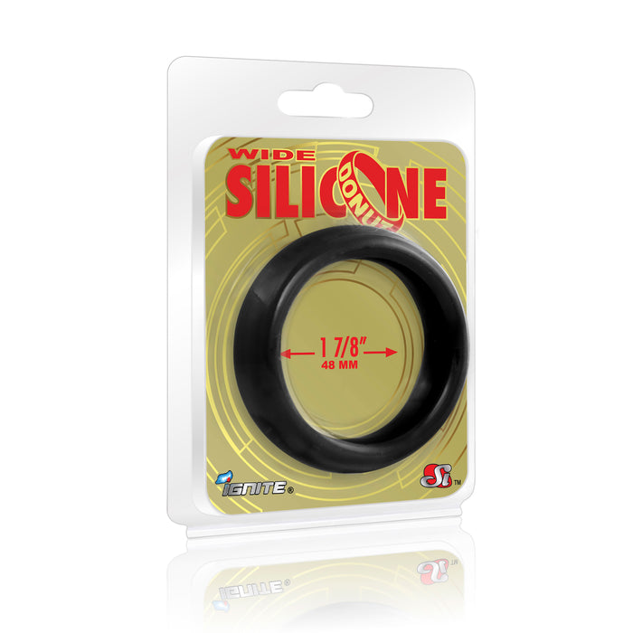 Si-95129 COCK RING - WIDE SILICONE DONUT - BLACK (1.88 in/48mm)