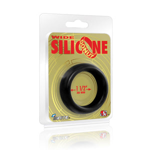 Si-95131 COCK RING - WIDE SILICONE DONUT - BLACK (1.5 in/38mm)