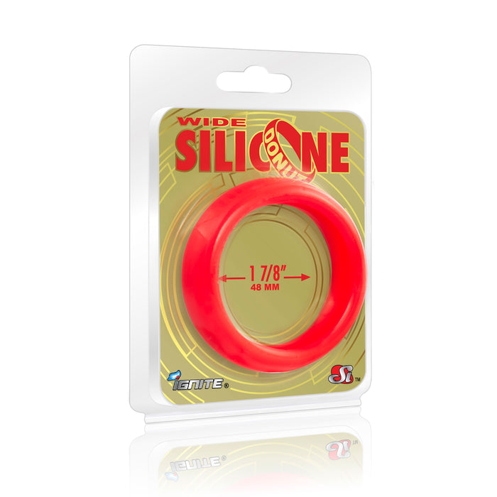 Si-95139 COCK RING - WIDE SILICONE DONUT - RED (1.88 in/48mm)