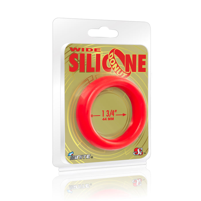 Si-95140 COCK RING - WIDE SILICONE DONUT - RED (1.75 in/44mm)
